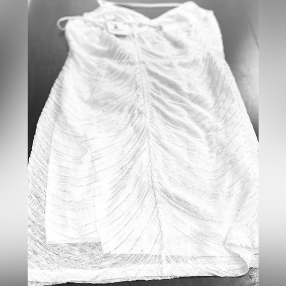 ODIZLI Spaghetti Straps Sparkly Sequins A Line Mini Dress Above Knee Length - Picture 15 of 16